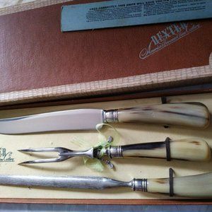 Vintage Dexter Cutlery Carving Set Antler Handles